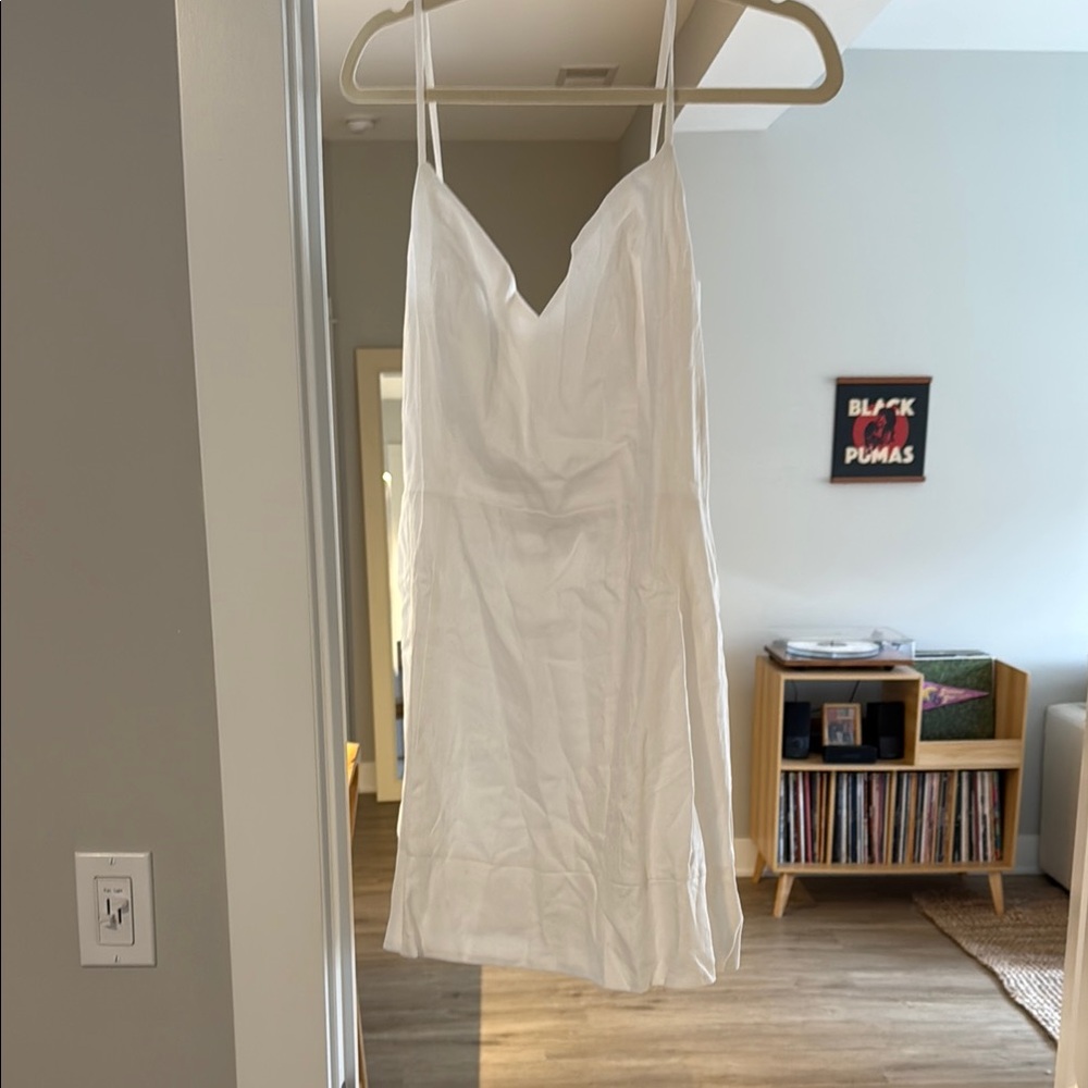 Reformation white line mini dress